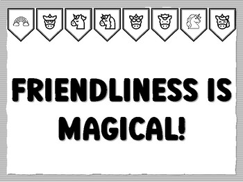 FRIENDLINESS IS MAGICAL! Unicorn Bulletin Board Kit, Ready to print Unicorn Cla