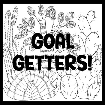 GOAL GETTERS! 3 by 3 Feet Cactus Succulents Bulletin Boards