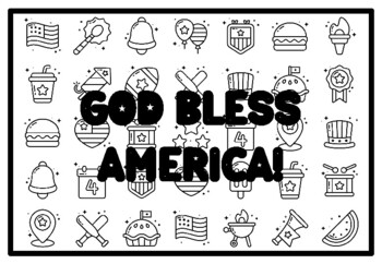 GOD BLESS AMERICA! Fourth of July Activity, Patriotic Coloring Pages
