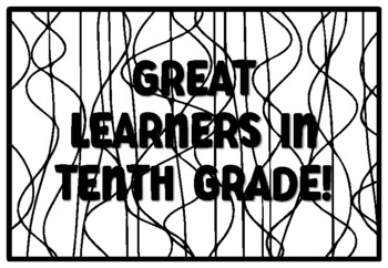 GREAT LEARNERS IN TENTH GRADE! Back to School Tenth Grade Coloring Pages