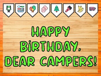 HAPPY BIRTHDAY, DEAR CAMPERS! Camping Bulletin Board Kit