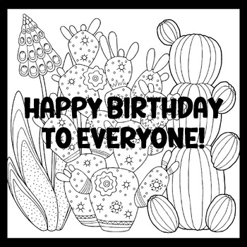 HAPPY BIRTHDAY TO EVERYONE! 3 by 3 Feet Cactus Succulents Bulletin Boards