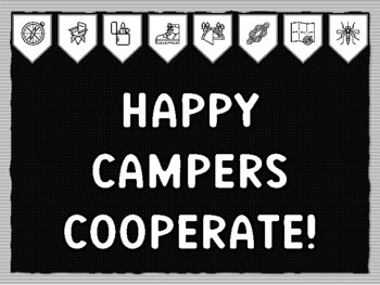 HAPPY CAMPERS COOPERATE! Camping Theme Bulletin Board Kit, Door Décor, Campin
