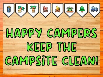 HAPPY CAMPERS KEEP THE CAMPSITE CLEAN! Camping Bulletin Board Kit