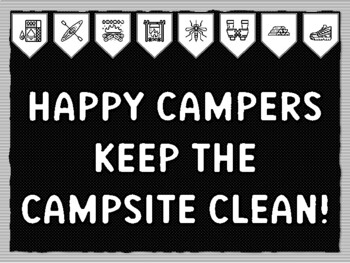 HAPPY CAMPERS KEEP THE CAMPSITE CLEAN! Camping Theme Bulletin Board Kit, Door