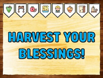 HARVEST YOUR BLESSINGS! Thanksgiving Printable Bulletin Board Kit & Door Déco
