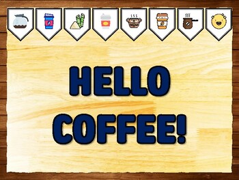 HELLO COFFEE! Coffee Bulletin Board Kit & Door Décor, Coffee Cafeteria Décor