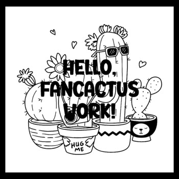 HELLO, FANCACTUS WORK! 3 by 3 Feet Cactus Succulents Bulletin Boards