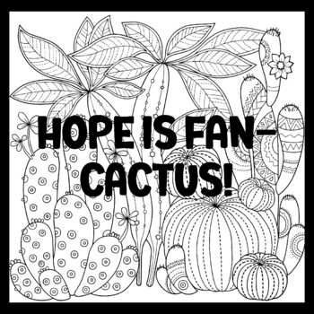 HOPE IS FAN-CACTUS! 3 by 3 Feet Cactus Succulents Bulletin Boards