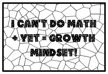 I CAN'T DO MATH + YET = GROWTH MINDSET! Mindfulness Activity, Mindfulness Col