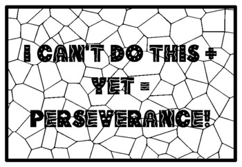 I CAN'T DO THIS + YET = PERSEVERANCE! Mindfulness Activity, Mindfulness Color
