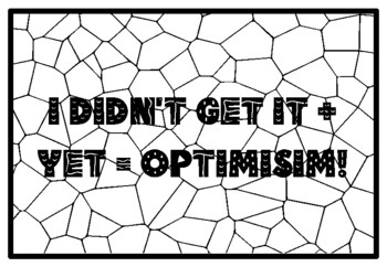 I DIDN'T GET IT + YET = OPTIMISIM! Mindfulness Activity, Mindfulness Coloring
