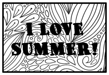 I LOVE SUMMER!, Summer Activity, Summer Coloring Pages
