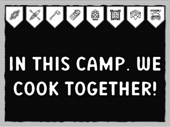 IN THIS CAMP, WE COOK TOGETHER! Camping Theme Bulletin Board Kit, Door Décor,