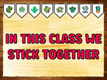 IN THIS CLASS WE STICK TOGETHER Succulents, Cactus Bulletin Board Kit & Door