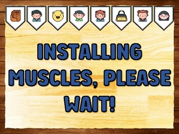INSTALLING MUSCLES, PLEASE WAIT! Gym Room Printable Bulletin Board Kit & Door