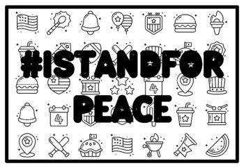 #ISTANDFORPEACE Peace Coloring Pages, Patriotic Coloring Pages