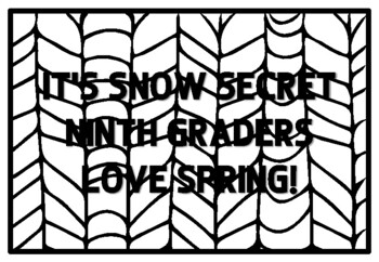 IT'S SNOW SECRET NINTH GRADERS LOVE SPRING! Ninth Grade Back to School Activi