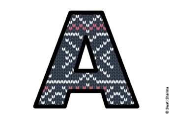 Knitted Ugly Sweater, Winter Bulletin Board Letters, Alphabet Poster
