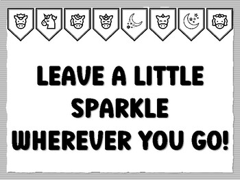 LEAVE A LITTLE SPARKLE WHEREVER YOU GO! Unicorn Bulletin Board Kit, Ready to pr