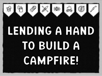 LENDING A HAND TO BUILD A CAMPFIRE! Camping Theme Bulletin Board Kit, Door Dé