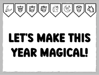 LET'S MAKE THIS YEAR MAGICAL! Unicorn Bulletin Board Kit, Ready to print Unicor