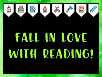 Library Bulletin Board Kit & Door Décor, FALL IN LOVE WITH READING!