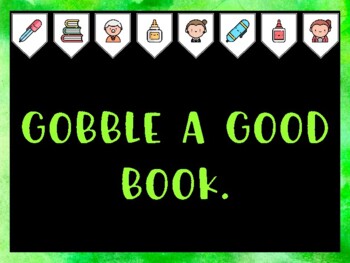 Library Bulletin Board Kit & Door Décor, GOBBLE A GOOD BOOK. Classroom Décor
