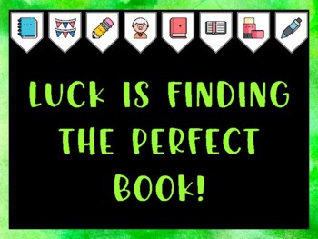 Library Bulletin Board Kit & Door Décor, LUCK IS FINDING THE PERFECT BOOK!