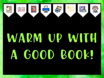 Library Bulletin Board Kit & Door Décor, WARM UP WITH A GOOD BOOK!