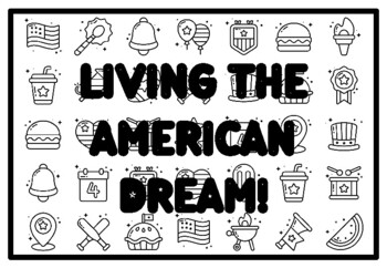 LIVING THE AMERICAN DREAM! Fourth of July Activity, Patriotic Coloring Pages