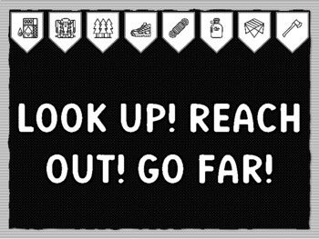 LOOK UP! REACH OUT! GO FAR! Camping Theme Bulletin Board Kit, Door Décor, Cam