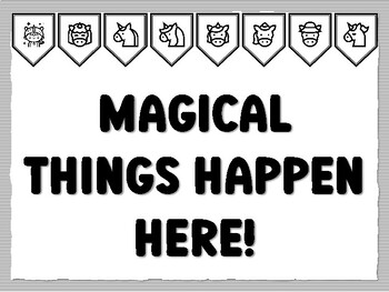 MAGICAL THINGS HAPPEN HERE! Unicorn Bulletin Board Kit, Ready to print Unicorn