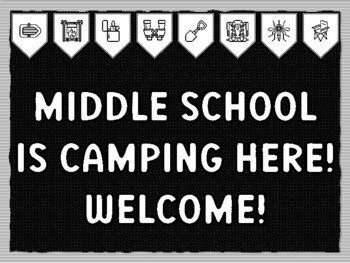 MIDDLE SCHOOL IS CAMPING HERE! WELCOME! Camping Theme Bulletin Board Kit, Doo