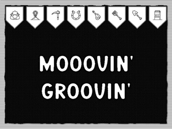 MOOOVIN' GROOVIN' Ready to print Farm Bulletin Board Kit, Farm Classroom Decor