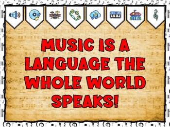 Music Bulletin Board Kit & Door Décor, MUSIC IS A LANGUAGE THE WHOLE WORLD ...