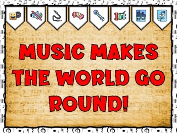Music Bulletin Board Kit & Door Décor, MUSIC MAKES THE WORLD GO ROUND!