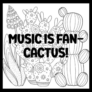 MUSIC IS FAN-CACTUS! 3 by 3 Feet Cactus Succulents Bulletin Boards