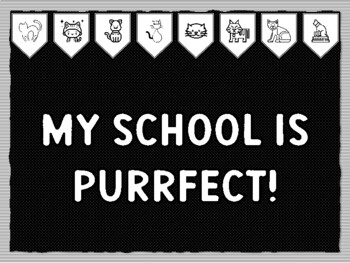 MY SCHOOL IS PURRFECT! Cat Theme Bulletin Board Kit, Door Décor, Cat Coloring
