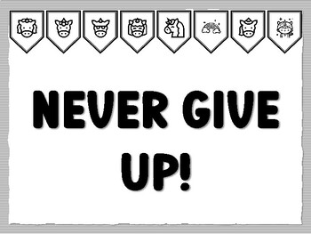 NEVER GIVE UP! Unicorn Bulletin Board Kit, Ready to print Unicorn Classroom Dec