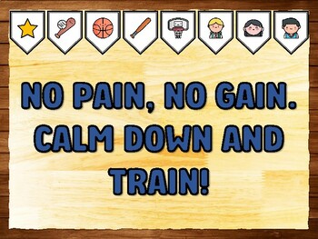 NO PAIN, NO GAIN. CALM DOWN AND TRAIN! Gym Room Printable Bulletin Board Kit