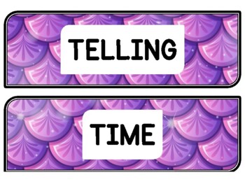 Ocean, Mermaid Clock Labels for Telling Time #101Sheet Size: 8.5 by 11 inch
