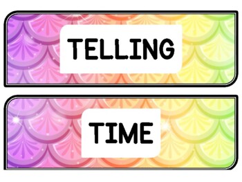 Ocean, Mermaid Clock Labels for Telling Time #131Sheet Size: 8.5 by 11 inch