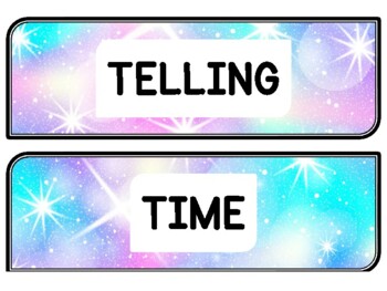 Ocean, Mermaid Clock Labels for Telling Time #54Sheet Size: 8.5 by 11 inch