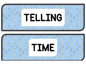 Ocean, Mermaid Clock Labels for Telling Time #69Sheet Size: 8.5 by 11 inch