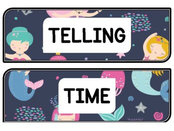 Ocean, Mermaid Clock Labels for Telling Time #6Sheet Size: 8.5 by 11 inch
