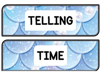 Ocean, Mermaid Clock Labels for Telling Time #88Sheet Size: 8.5 by 11 inch