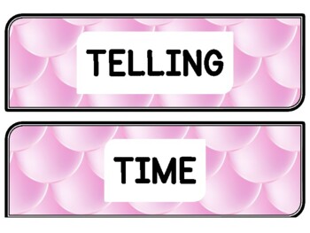 Ocean, Mermaid Clock Labels for Telling Time #97Sheet Size: 8.5 by 11 inch