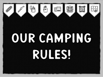 OUR CAMPING RULES! Camping Theme Bulletin Board Kit, Door Décor, Camping Colo
