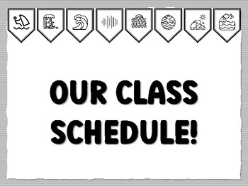OUR CLASS SCHEDULE! Wave Bulletin Board Kit, Ready to print Wave Classroom Deco